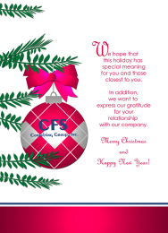Company logo in shiny ornament custom holiday card.