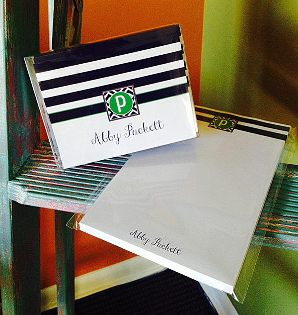Stationery Set Note Cards and Note Pads Navy Stripe