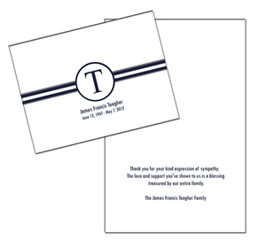 Monogram with Stripes (Navy) Bereavement Thank You Card