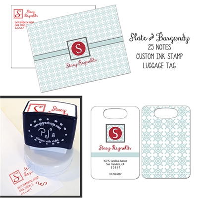 Slate notes, stamp & bag tag Gift Basket