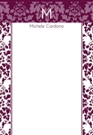 Damask (Red Wine) Note Paper with Acrylic Holder
