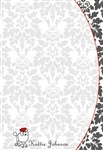 French Poodle with Damask (Gray) Note Paper with Acrylic Holder