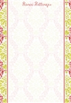 Damask (Red & Lime Green) Note Paper with Acrylic Holder