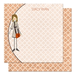 Gal with Dress (Shabby Chic) Square Note Cards